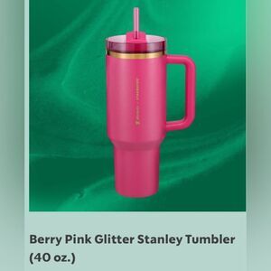 Starbucks Stanley Holiday 40 OZ Berry Pink Glitter Stanley Tumbler New in Box!